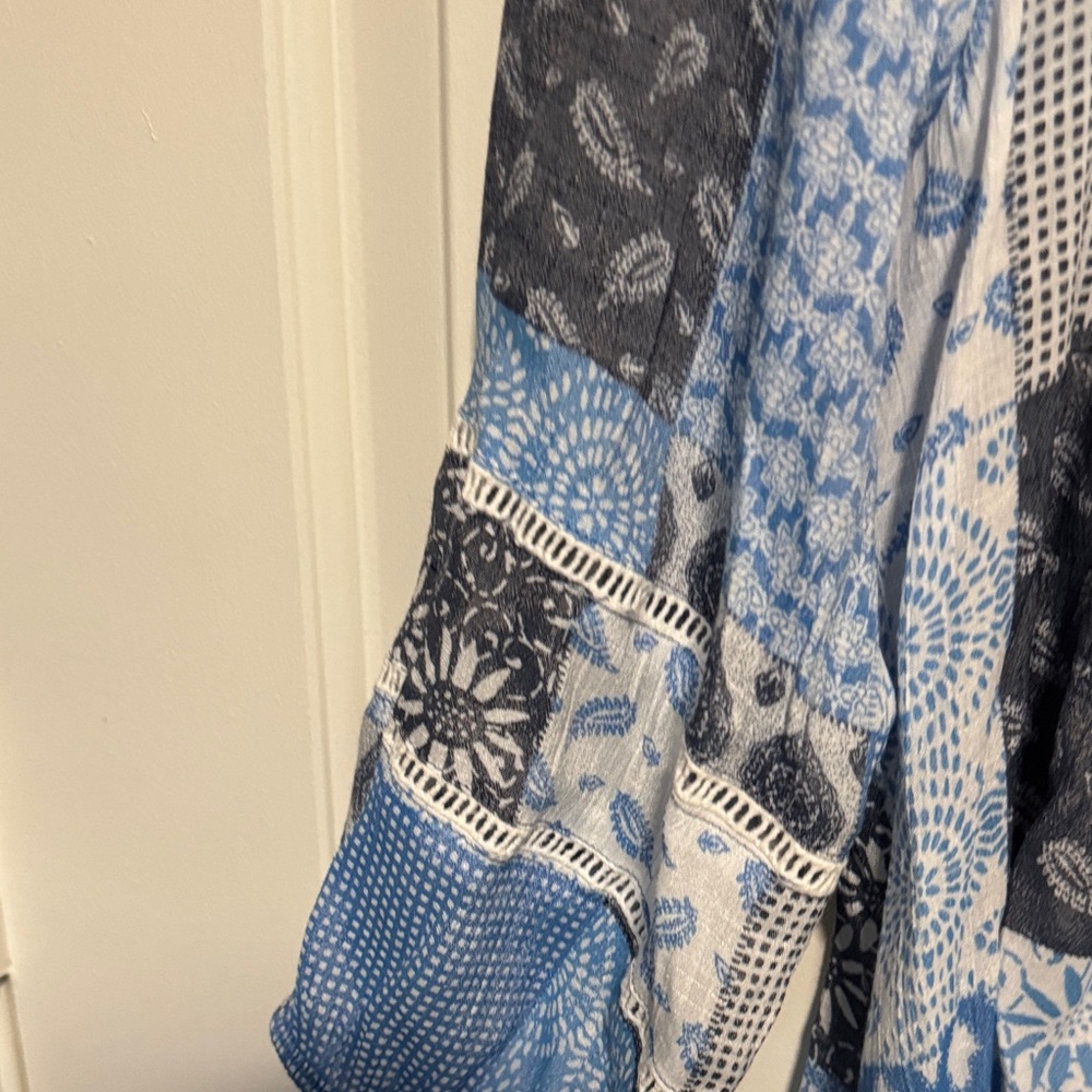 Ruby Rd. Blue And Gray Patchwork Blouse - image 4